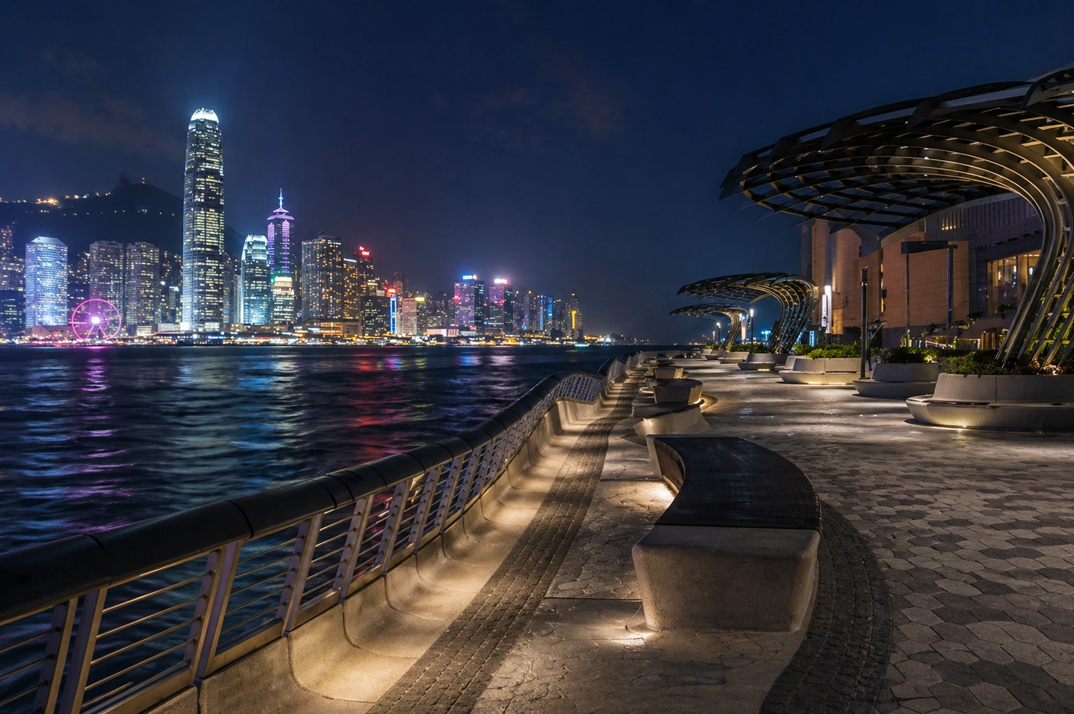 Avenue of Stars waterfront with Hong Kong skyline